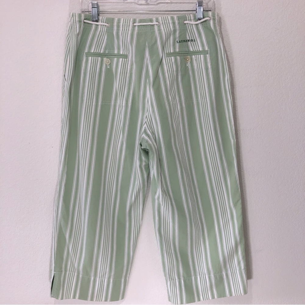 Lauren Ralph Lauren Striped Wide Leg Cropped Cotton Pants - Picture 2 of 4